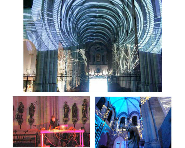 Photos of the disco light show in the Basilica of Cologne